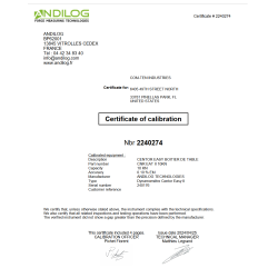 Certificat d'étalonnage...
